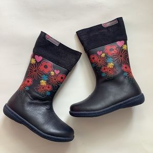 Agatha Ruiz de la Prada little girl navy leather boots NWT USA size 6.5